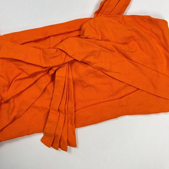 NWOT Farm Rio Orange Bow Linen Crop Top Square Neck Sleeveless Statement Tank M - Picture 7 of 16